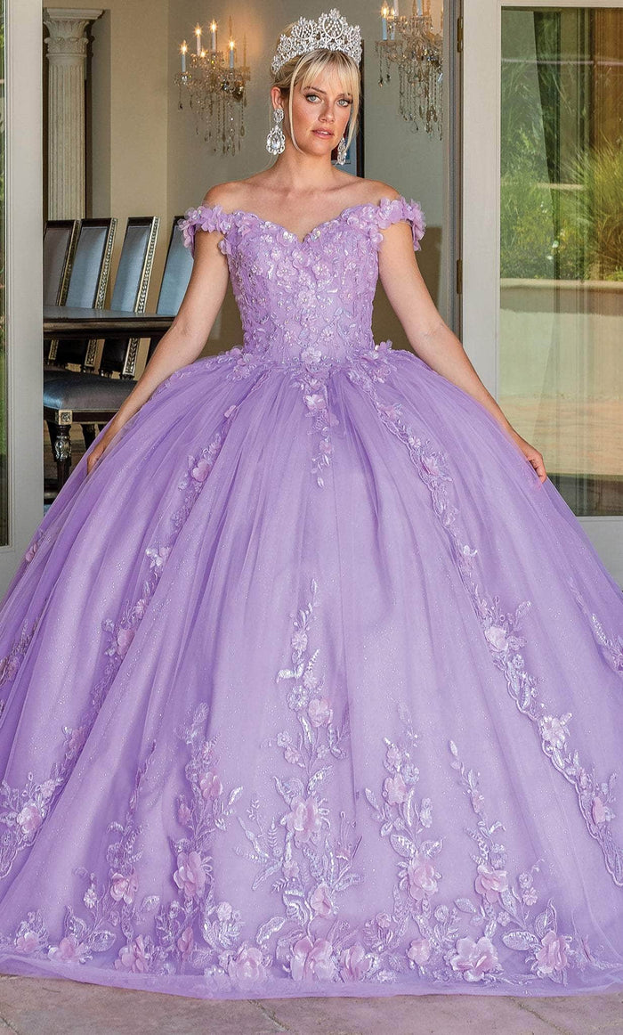 Dancing Queen 1698 - Embellished Off-Shoulder Ballgown Ball Gowns XS / Lilac