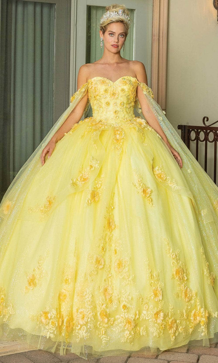 Dancing Queen 1788 - Drape Off Shoulder Ballgown Ball Gowns S / Yellow