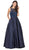 Dancing Queen - 2228 Beaded Bateau Pleated Prom Gown Prom Dresses XS / Navy