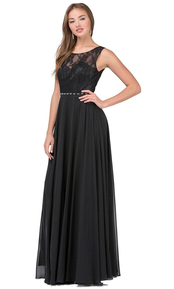 Dancing Queen 2240 - Jeweled Waist Long Dress Bridesmaid Dresses XS / Black