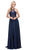 Dancing Queen - 2369 Embroidered Sheer Halter Chiffon Prom Dress Prom Dresses XS / Navy