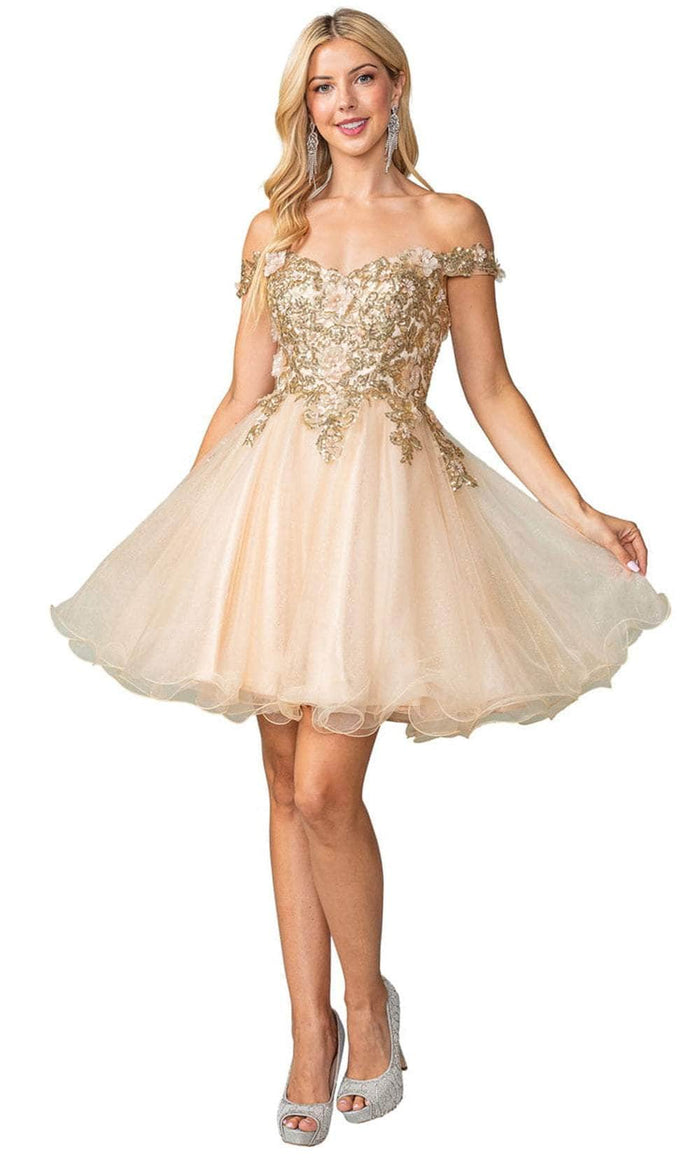 Dancing Queen 3349 - Gilded Bodice Cocktail Dress Special Occasion Dress XS / Champagne