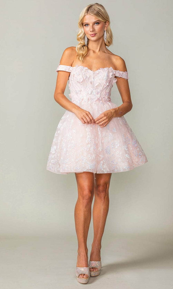 Dancing Queen 3366 - Butterfly Detail Cocktail Dress Special Occasion Dress XS / Blush