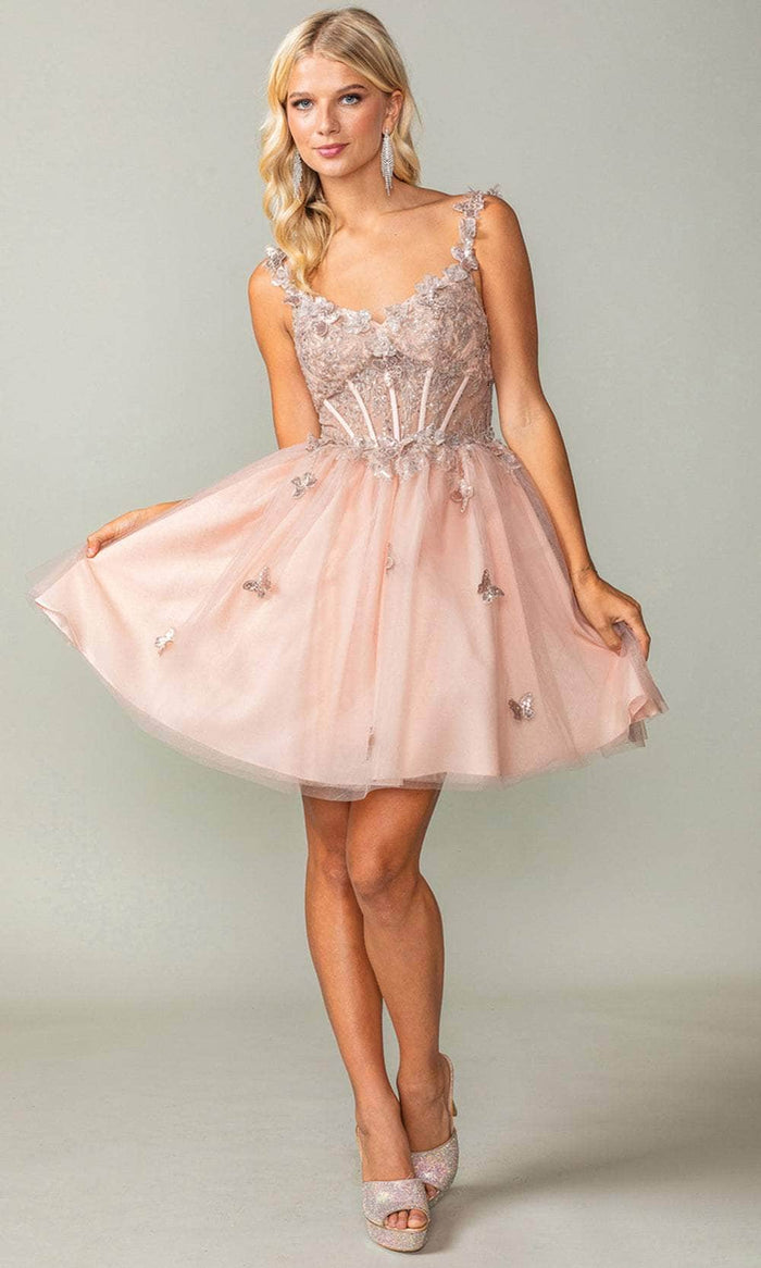 Dancing Queen 3367 - Butterfly Corset Cocktail Dress Special Occasion Dress XS / Rose Gold