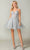 Dancing Queen 3368 - Beaded Lace Short Dress Special Occasion Dress XS / Silver