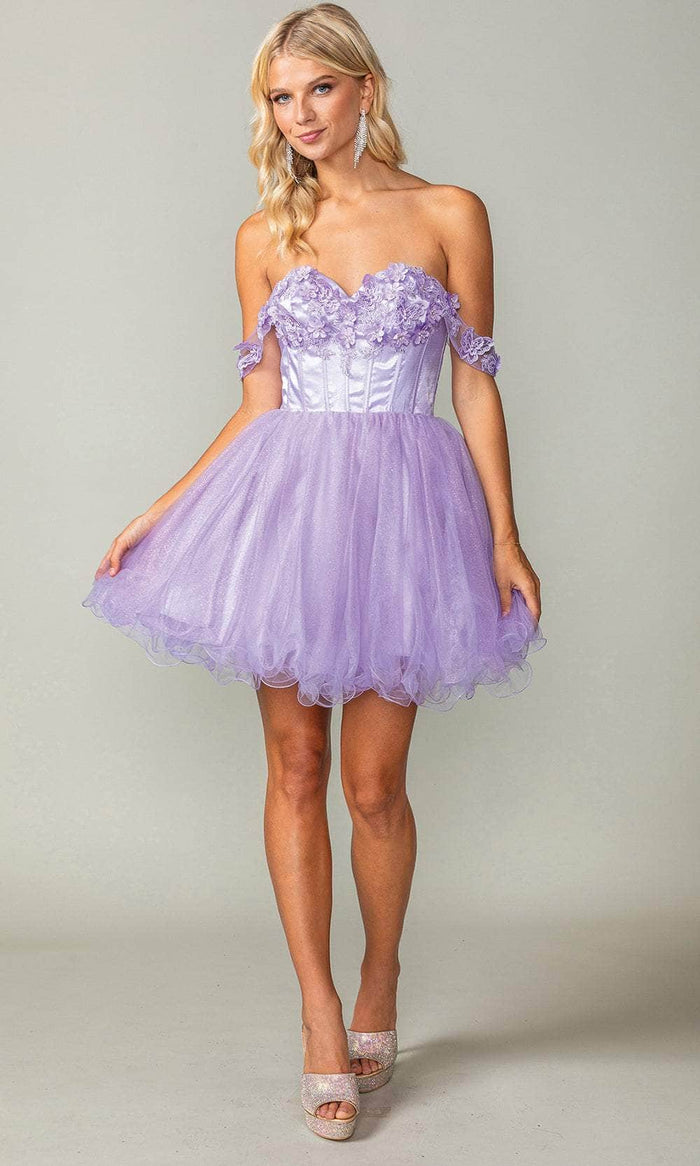 Dancing Queen 3371 - Off Shoulder Tulle Cocktail Dress Special Occasion Dress XS / Lilac