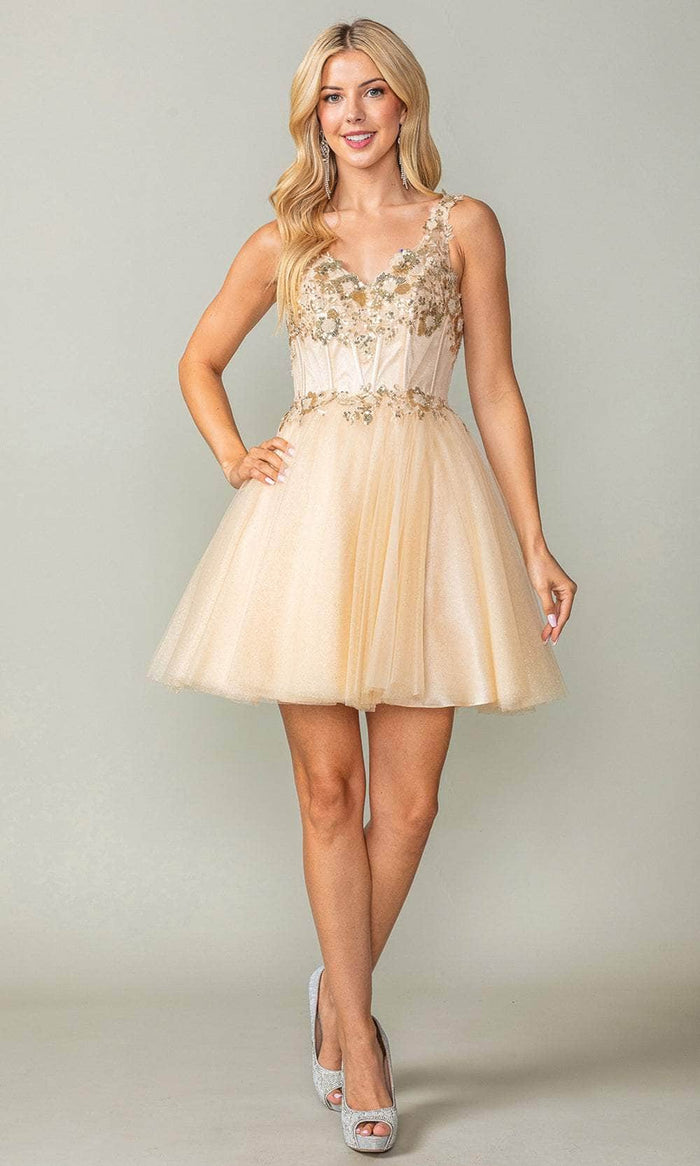 Dancing Queen 3374 - Sleeveless Corset Cocktail Dress Special Occasion Dress XS / Champagne