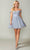 Dancing Queen 3394 - Off Shoulder Tulle Short Dress Special Occasion Dress XS / Silver