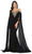 Dancing Queen 4025 - Cape Sleeve Beaded Appliqued Prom Gown Mother of the Bride Dresses XS / Black