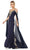Dancing Queen 4025 - Cape Sleeve Beaded Appliqued Prom Gown Mother of the Bride Dresses XS / Navy