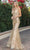 Dancing Queen 4275 - Embellished Deep V-Neck Prom Dress Prom Dresses XS / Gold