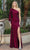 Dancing Queen 4296 - Satin One-Long Sleeve Evening Gown Prom Dresses XL / Wine