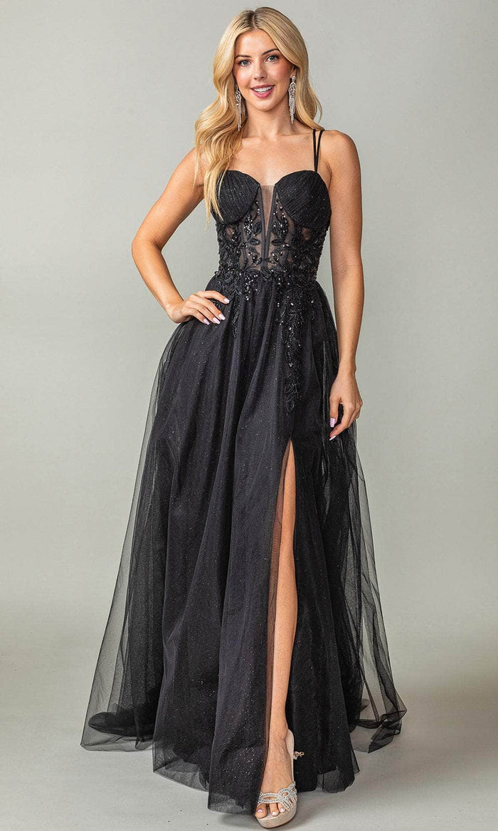 Dancing Queen 4393 - Lace Appliqued Sweetheart Prom Gown Prom Dresses XS / Black