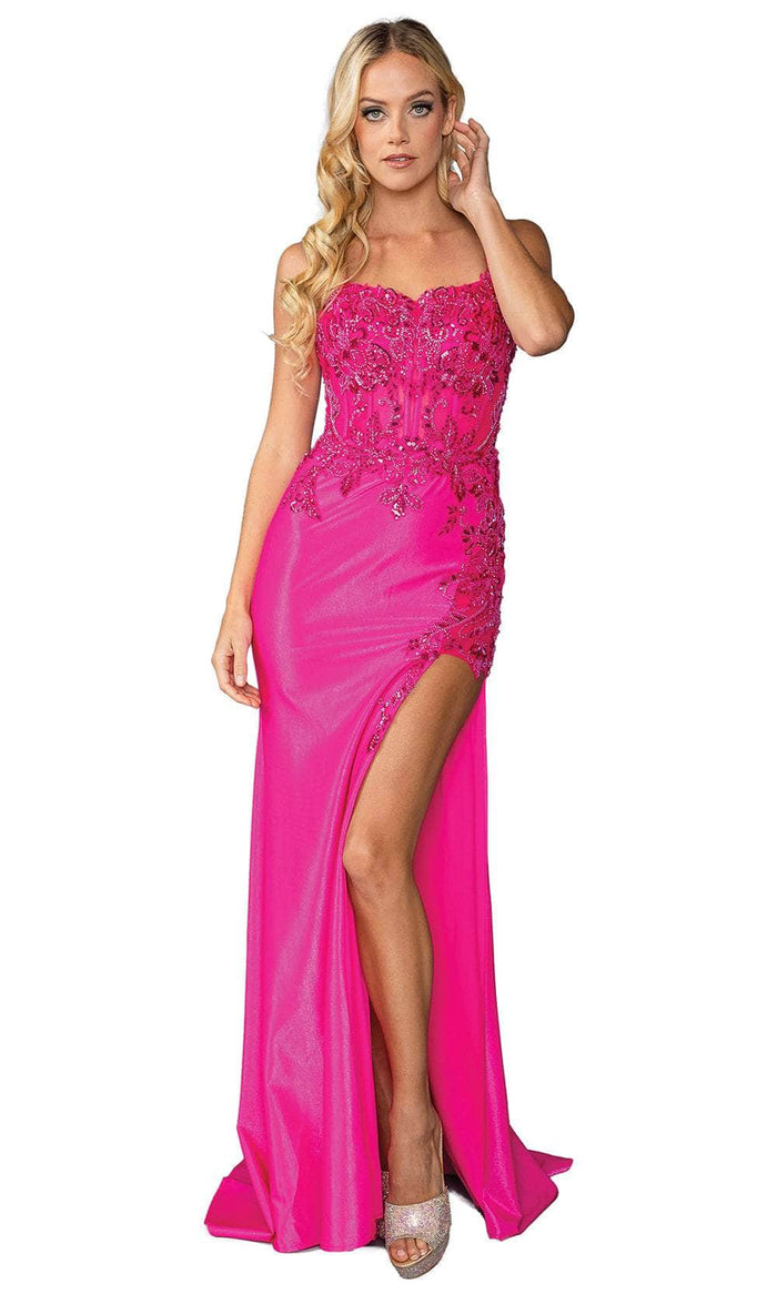 Dancing Queen 4436 - Sleeveless Embroidered Prom Gown Prom Dresses XS / Fuchsia