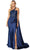 Dancing Queen 4441 - Asymmetric Neck Prom Gown with Cape Prom Dresses XS / Navy