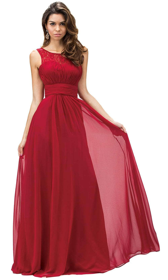 Dancing Queen 9111 - Ruched Chiffon Long Dress Mother of the Bride Dresses