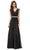 Dancing Queen 9182 - Cap Sleeve V-Neck Long Dress Mother of the Bride Dresses XS / Black