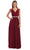 Dancing Queen 9182 - Cap Sleeve V-Neck Long Dress Mother of the Bride Dresses XS / Burgundy