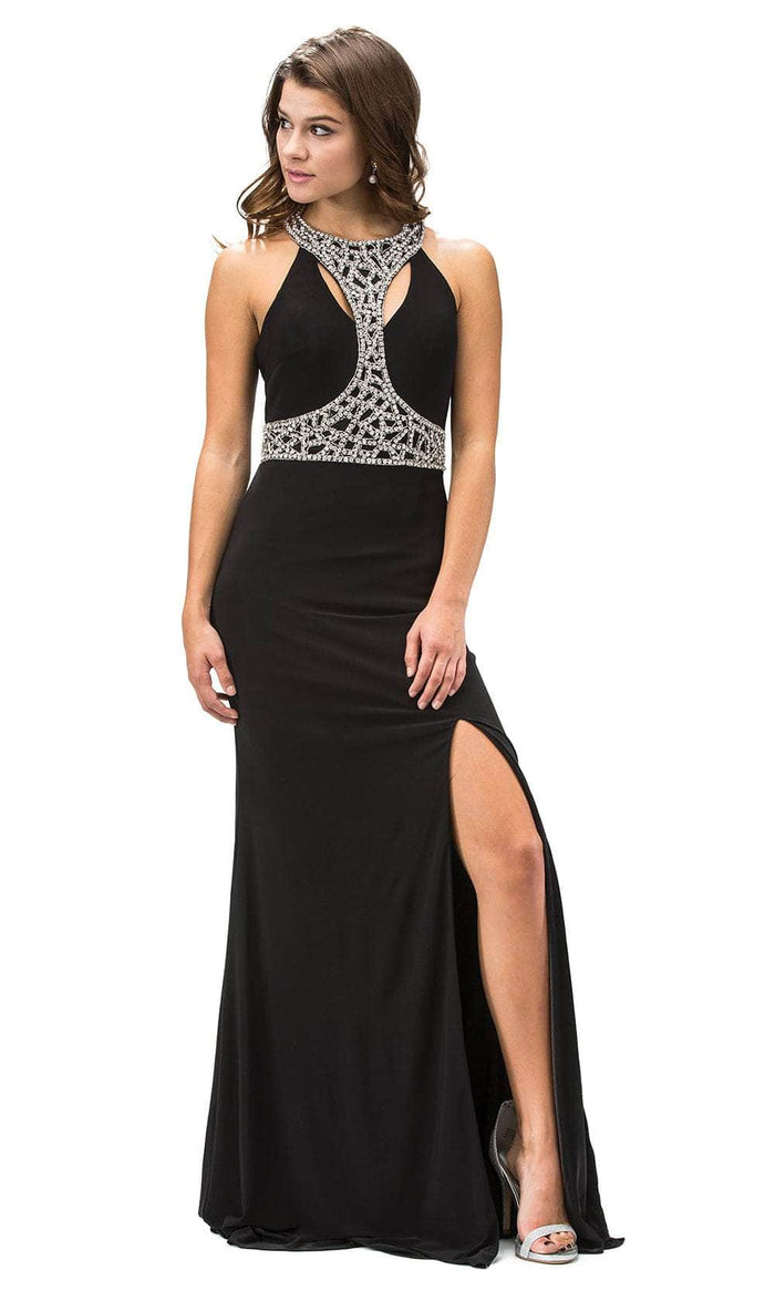 Dancing Queen 9285 - Halter Beaded Ornate Prom Gown Evening Dresses XS / Black