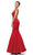 Dancing Queen 9454 - Sheer Scoop Back Mermaid Prom Gown Prom Dresses XS / Red