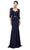 Dancing Queen 9573 - Lace Peplum Long Gown Mother of the Bride Dresses XS / Navy