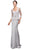 Dancing Queen 9573 - Lace Peplum Long Gown Mother of the Bride Dresses XS / Silver