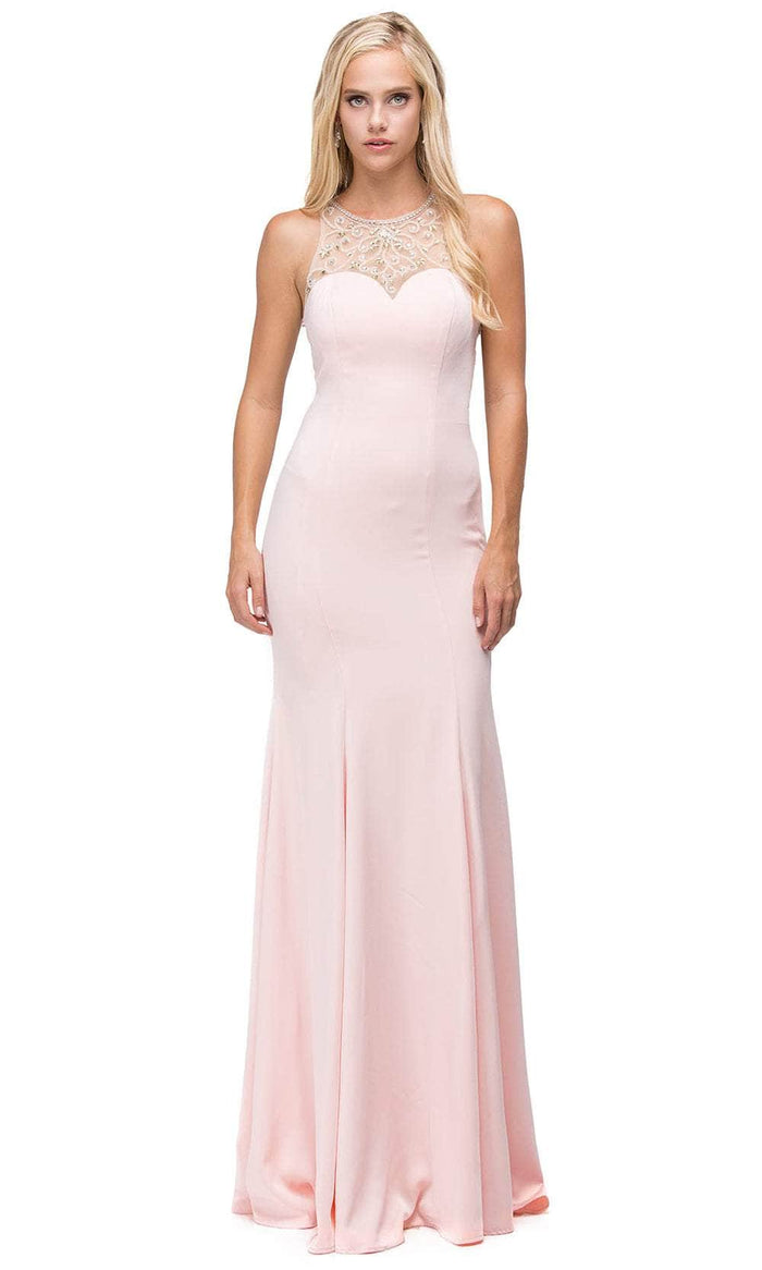 Dancing Queen 9715 - Beaded Illusion Long Dress Evening Dresses XS / Blush