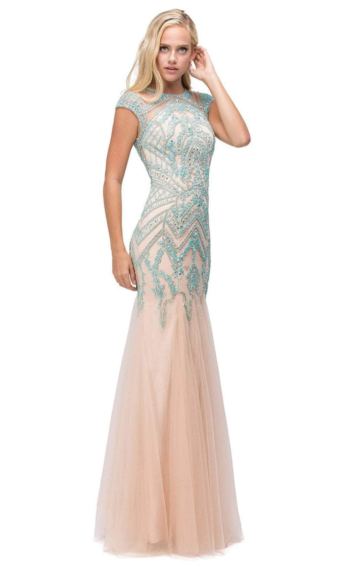 Dancing Queen 9734 - Cap Sleeve Trumpet Prom Gown Mother of the Bride Dresses XS / Mint