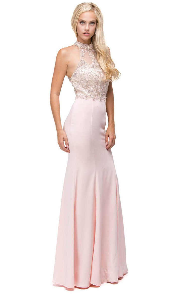 Dancing Queen 9777 - Halter Beaded Illusion Prom Gown Evening Dresses