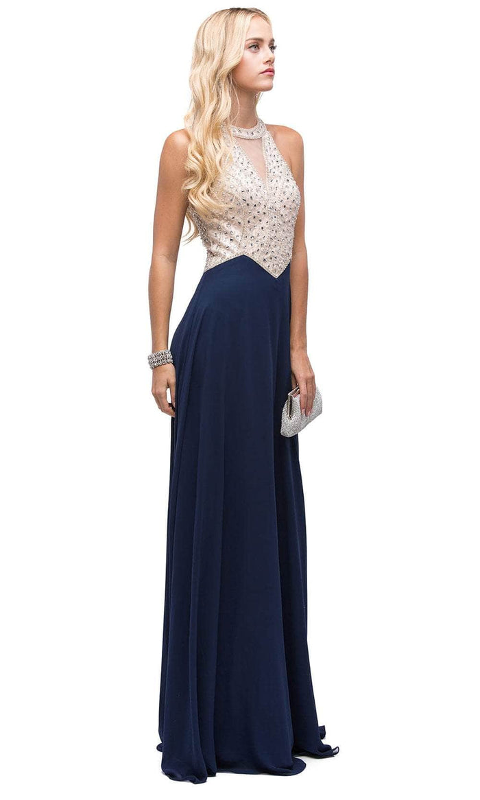 Dancing Queen 9881 - High Halter A-Line Prom Gown Prom Dresses XS / Navy