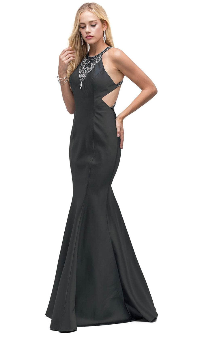 Dancing Queen 9906 - Beaded Strappy Back Prom Gown Prom Dresses XS / Black