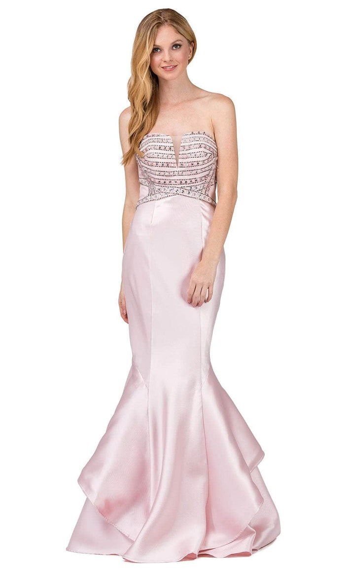 Dancing Queen 9917 - Strapless Tiered Mermaid Prom Gown Prom Dresses XS / Blush