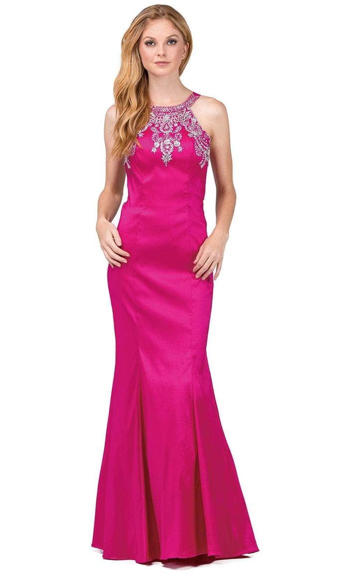 Dancing Queen 9943 - Beaded Ornate Mermaid Prom Gown Prom Dresses XS / Fuchsia