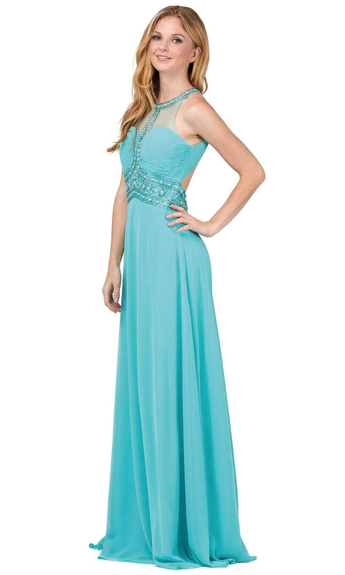 Dancing Queen - Halter Keyhole A-Line Evening Gown 9270 CCSALE S / Turquoise