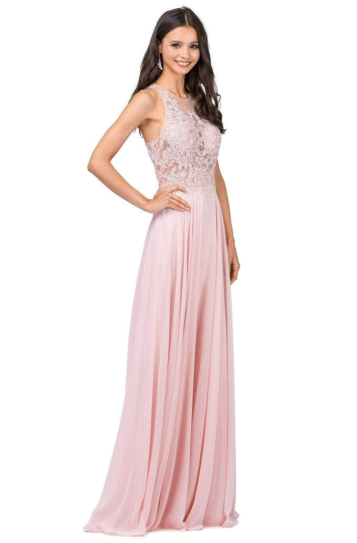 Dancing Queen - Illusion Halter Prom Dress 2251 Prom Dresses XS / Blush