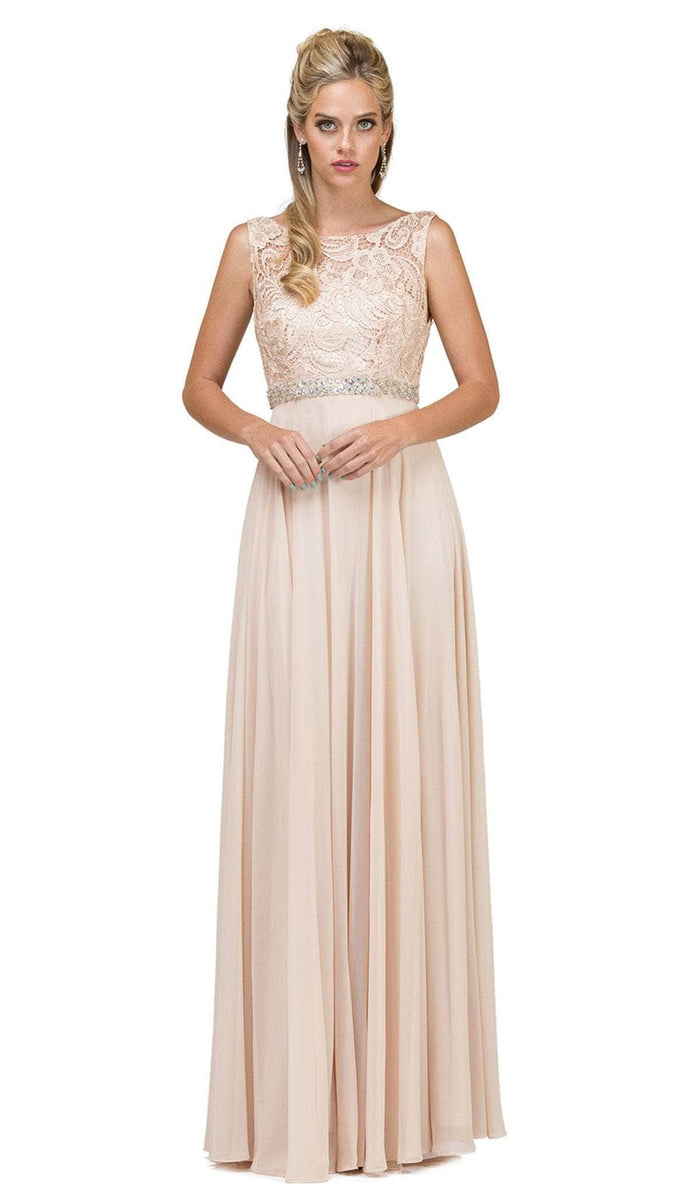 Dancing Queen - Sleeveless Lace Bodice Chiffon Prom Dress 9325 Prom Dresses XS / Champagne