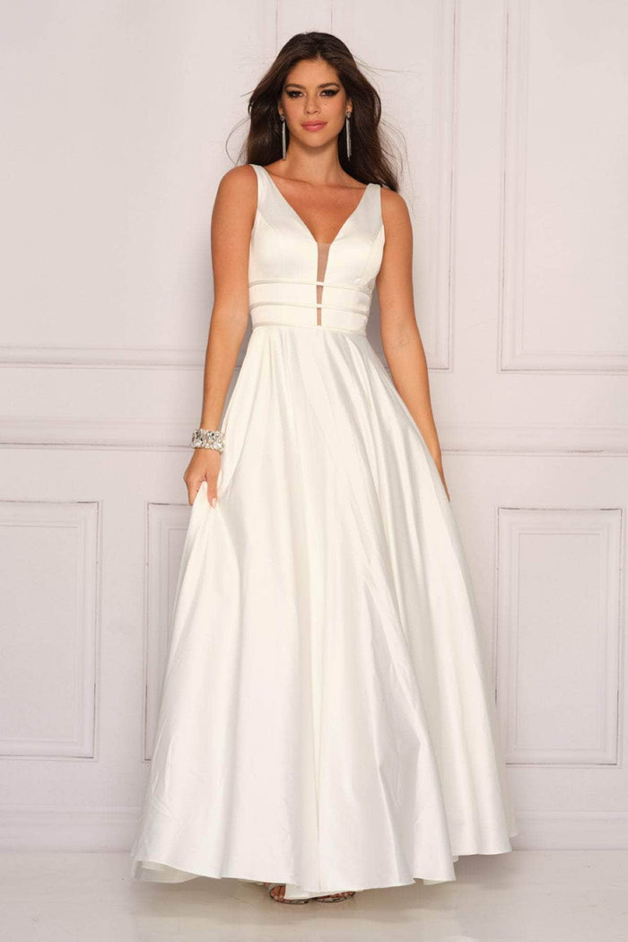 Dave & Johnny 10971 - Midriff Embellished V-Neck Bridal Gown Bridal Dresses 20 / Ivory