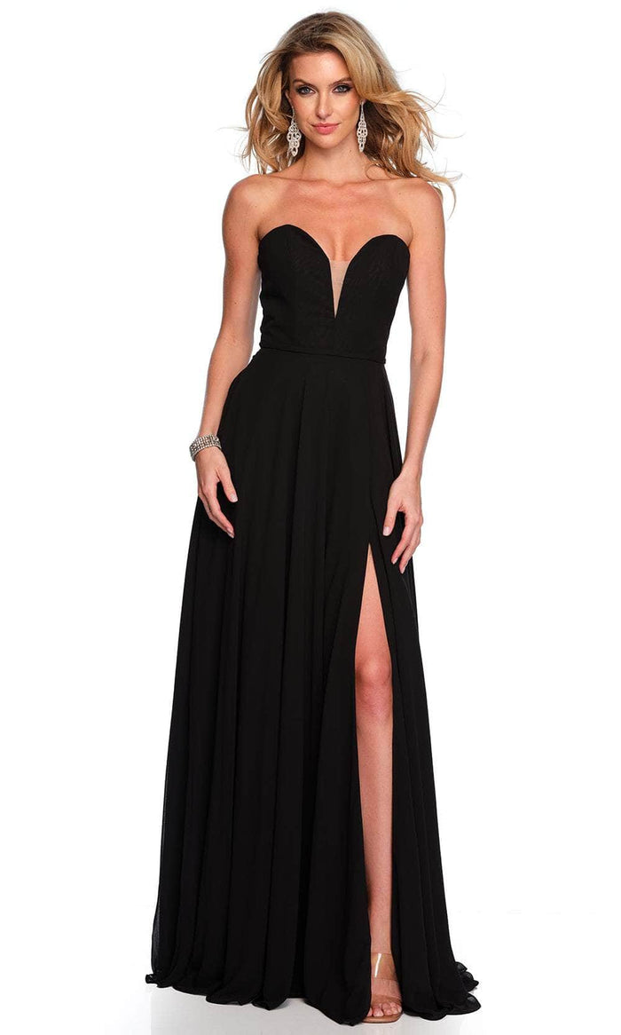 Dave & Johnny 11355 - Strapless Plunging Sweetheart Prom Gown Special Occasion Dress 00 / Black