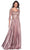 Dave & Johnny 11362 - V-Neck Embroidered Satin Formal Dress Formal Dresses 00 / Mauve Pink