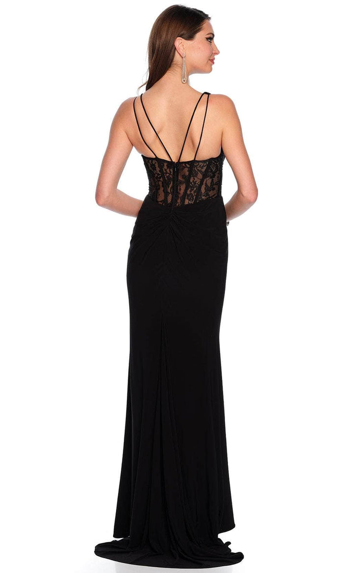 Dave & Johnny 11450 - Sleeveless Lace Corset Prom Gown Special Occasion Dress 00 / Black