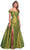 Dave & Johnny 11581 - Off Shoulder Floral Appliqued Evening Dress Evening Dresses 16 / Green