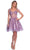 Dave & Johnny 11752 - Tie Straps Floral Print Cocktail Dress Homecoming Dresses 00 / Purple Print