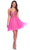 Dave & Johnny 11764 - Beaded Bodice Plunging Cocktail Dress Homecoming Dresses 00 / Fuschia Pink