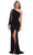 Dave & Johnny 11851 - Asymmetric Neck Sash Detail Evening Dress Special Occasion Dress 00 / Black