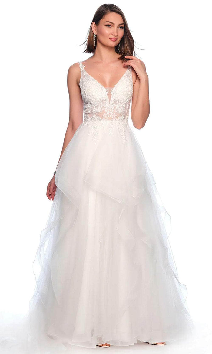 Dave & Johnny Bridal 11563 - Ruffle Ornate Bridal Gown Wedding Dresses 00 / Ivory