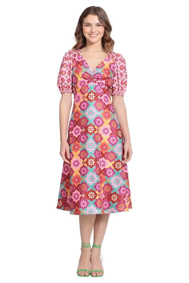 Donna Morgan D8308M - V-Neck Multicolor Floral Casual Dress Special Occasion Dress