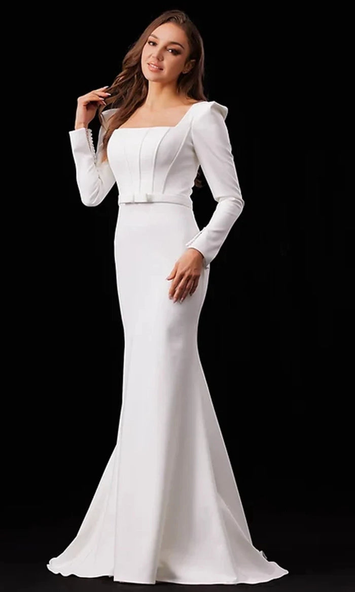 J'Adore Dresses JA5009 - Structured Long-Sleeve Mermaid Gown