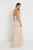 Elizabeth K GL1548 - Halter Floral Beaded Evening Dress Evening Dresses S / Champagne