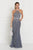 Elizabeth K GL1548 - Halter Floral Beaded Evening Dress Evening Dresses S / Champagne