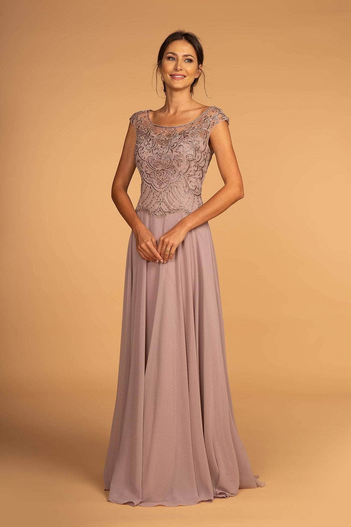 Elizabeth K GL2523 - Illusion Cap Sleeve Formal Dress Special Occasion Dress L / Mauve